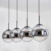 Gastor hanging light, globe light, pendant light chrome, clear, Smoke-coloured, 4-light sources