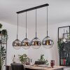 Gastor hanging light, globe light, pendant light chrome, clear, Smoke-coloured, 4-light sources