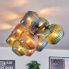 Koyoto ceiling light, globe light blue, green, coppery, 10-light sources