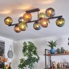 Koyoto ceiling light, globe light blue, green, coppery, 10-light sources