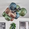 Koyoto ceiling light, globe light blue, green, coppery, 10-light sources