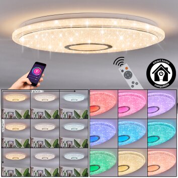 Gjevninge ceiling light LED silver, white, 1-light source, Remote control