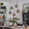 Gastor hanging light, globe light, pendant light chrome, Smoke-coloured, 5-light sources