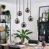 Gastor hanging light, globe light, pendant light chrome, Smoke-coloured, 5-light sources