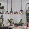 Gastor hanging light, globe light, pendant light chrome, Smoke-coloured, 4-light sources