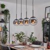 Gastor hanging light, globe light, pendant light chrome, Smoke-coloured, 4-light sources