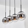 Gastor hanging light, globe light, pendant light chrome, Smoke-coloured, 4-light sources