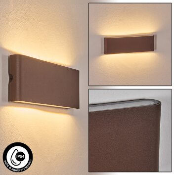 Gamas outdoor wall light, bathroom light, wall light, wall spotlight rust-coloured, 1-light source