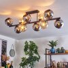 Koyoto ceiling light, globe light Amber, chrome, Smoke-coloured, 10-light sources