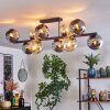 Koyoto ceiling light, globe light Amber, chrome, Smoke-coloured, 10-light sources