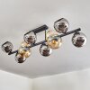 Koyoto ceiling light, globe light Amber, chrome, Smoke-coloured, 10-light sources