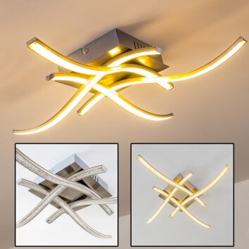 Kelowna ceiling light LED matt nickel, 1-light source