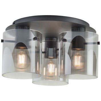 Brilliant lights Riffelini ceiling light black, 3-light sources