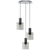 Brilliant lights Riffelini pendant light black, 3-light sources