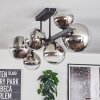 Chehalis ceiling light, globe light chrome, clear, Smoke-coloured, 8-light sources