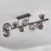 Chehalis ceiling light, globe light chrome, clear, Smoke-coloured, 8-light sources