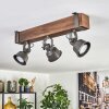 Pehefito ceiling light, ceiling spotlight dark brown, grey, 3-light sources