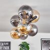 Gastor ceiling light, globe light Amber, Smoke-coloured, 8-light sources