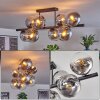 Gastor ceiling light, globe light clear, Smoke-coloured, 8-light sources