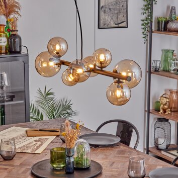 Chehalis hanging light, globe light, pendant light Amber, 8-light sources