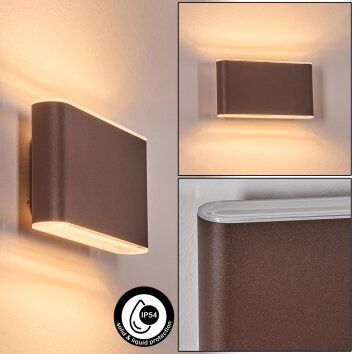 Paranhas outdoor wall light, bathroom light, Up & Down Light, wall light rust-coloured, 1-light source