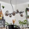 Chehalis hanging light, globe light, pendant light chrome, Smoke-coloured, 8-light sources