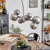 Chehalis hanging light, globe light, pendant light chrome, Smoke-coloured, 8-light sources