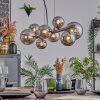 Chehalis hanging light, globe light, pendant light chrome, Smoke-coloured, 8-light sources