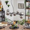 Chehalis hanging light, globe light, pendant light chrome, Smoke-coloured, 8-light sources