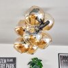 Gastor ceiling light, globe light Amber, 8-light sources