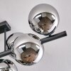 Gastor ceiling light, globe light chrome, Smoke-coloured, 8-light sources