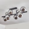 Gastor ceiling light, globe light chrome, Smoke-coloured, 8-light sources