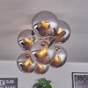 Gastor ceiling light, globe light chrome, Smoke-coloured, 8-light sources