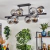 Gastor ceiling light, globe light chrome, clear, Smoke-coloured, 8-light sources