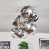 Gastor ceiling light, globe light chrome, clear, Smoke-coloured, 8-light sources