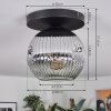 Ripoll ceiling light, globe light chrome, clear, Smoke-coloured, 1-light source