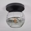 Ripoll ceiling light, globe light chrome, clear, Smoke-coloured, 1-light source