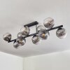 Koyoto ceiling light, globe light clear, Smoke-coloured, 10-light sources