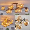 Koyoto ceiling light, globe light Amber, 10-light sources