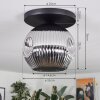 Ripoll ceiling light, globe light chrome, Smoke-coloured, 1-light source