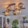 Koyoto ceiling light, globe light Amber, chrome, Smoke-coloured, 8-light sources