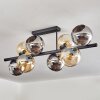 Koyoto ceiling light, globe light Amber, chrome, Smoke-coloured, 8-light sources