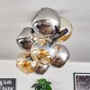 Koyoto ceiling light, globe light Amber, chrome, Smoke-coloured, 8-light sources