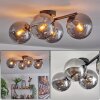 Gastor ceiling light, globe light chrome, Smoke-coloured, 4-light sources