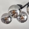 Gastor ceiling light, globe light chrome, Smoke-coloured, 4-light sources