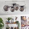 Gastor ceiling light, globe light chrome, Smoke-coloured, 4-light sources