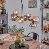 Chehalis hanging light, globe light, pendant light Amber, clear, Smoke-coloured, 8-light sources