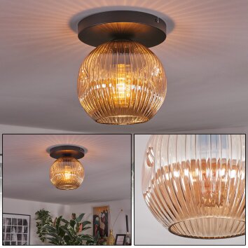 Ripoll ceiling light, globe light Amber, 1-light source