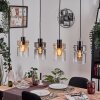 Hasvik hanging light, pendant light Amber, chrome, clear, Smoke-coloured, 4-light sources