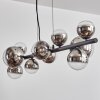 Chehalis hanging light, globe light, pendant light chrome, clear, Smoke-coloured, 10-light sources